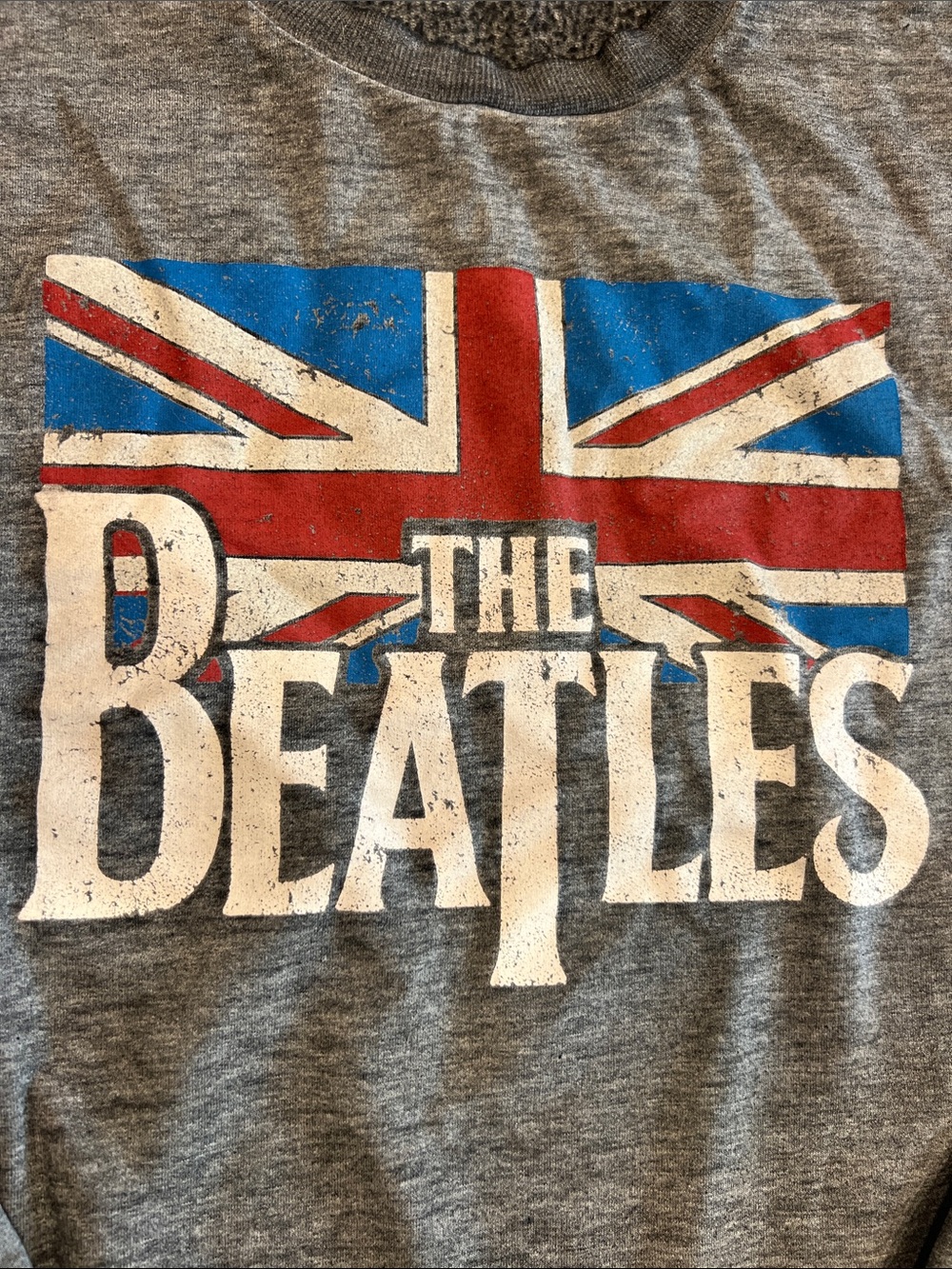 The Beatles Gray pullover sweater Union Jack 2x soft cotton blend z92